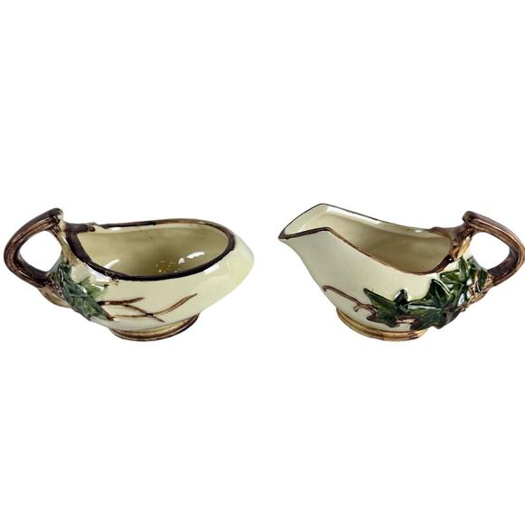 McCoy USA Pottery Vintage Ivy Branch Sugar Creamer Set-Excellent! - Picture 2 of 9